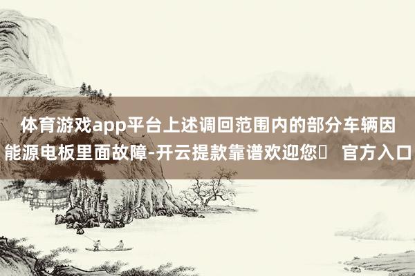 体育游戏app平台　　上述调回范围内的部分车辆因能源电板里面故障-开云提款靠谱欢迎您✅ 官方入口